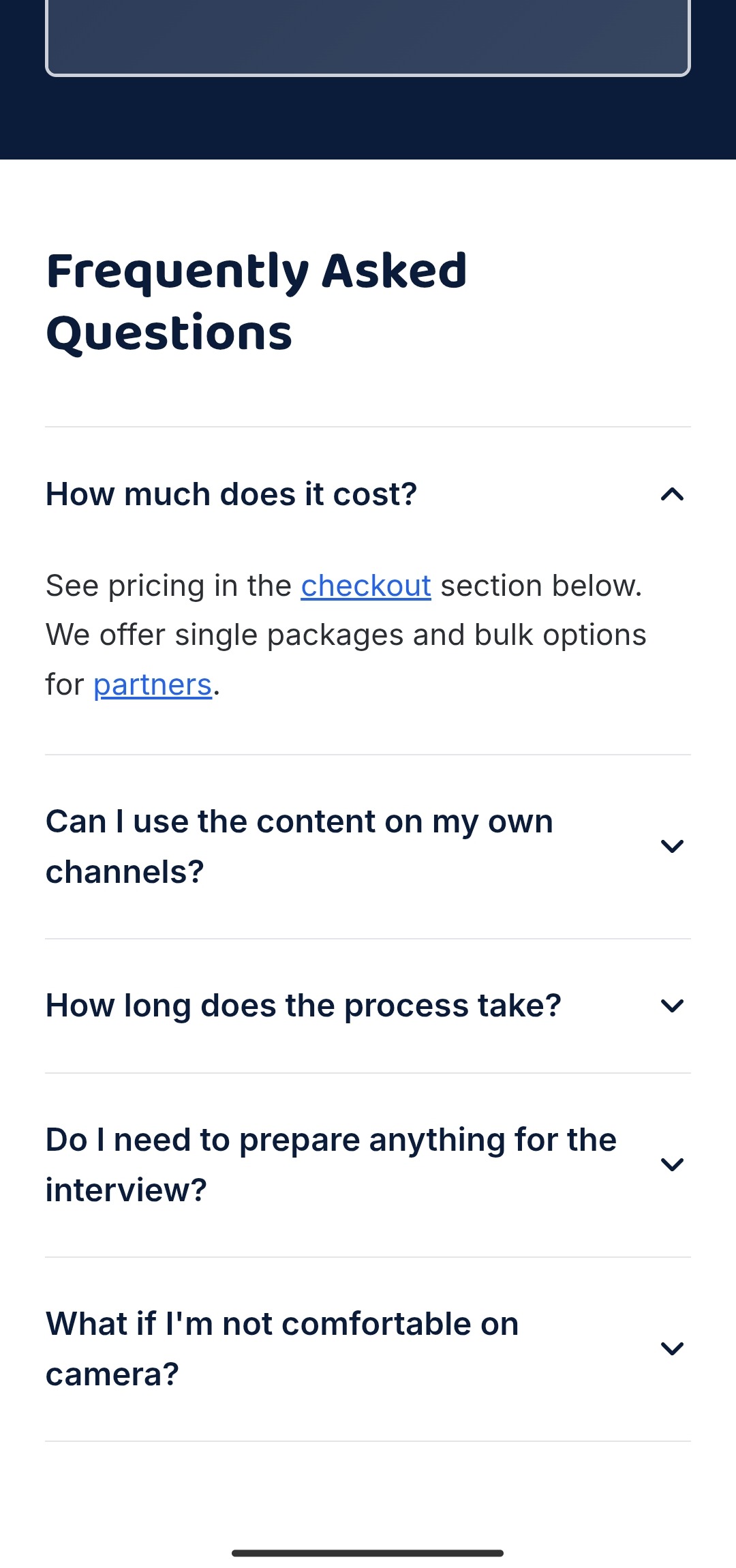 Small Business Talks package breakdown listing 21 items spaced over 3 weeks